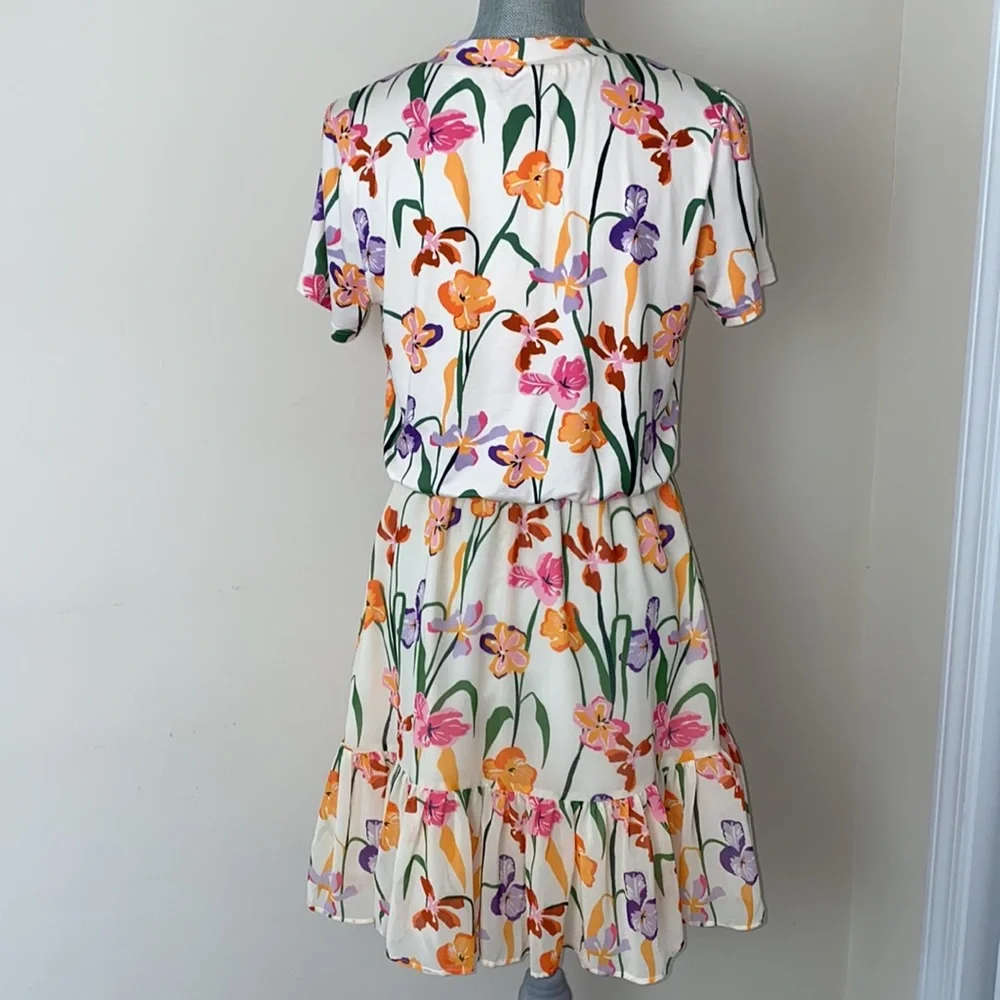 Fairy Core Colorful Blooms Floral Chiffon Skirt Mini Dress Size Small - Picture 7 of 12